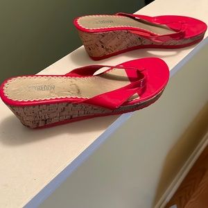 Red no strap wedge size 11